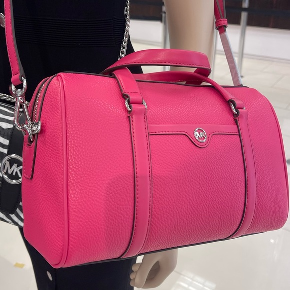 MICHAEL KORS JST TRAVEL MD DUFFLE SATCHEL SHOULDER CROSSBODY BAG MK DRAGOFRUIT